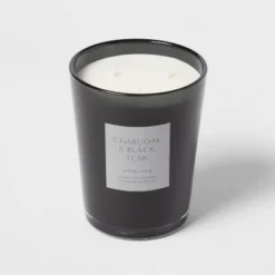 Colored Vase Glass With Dustcover & Black Teak Candle Black - Threshold™ -Home Decor Shop GUEST cf6f4780 63d6 4d26 8370 d23011a8995c