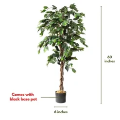 Forever Leaf 60" Artificial Ficus Silk Tree In Black Pot, Indoor Artificial Plant For Home Decor -Home Decor Shop GUEST d07e358c 1564 452b a031 937acbd1e2b3