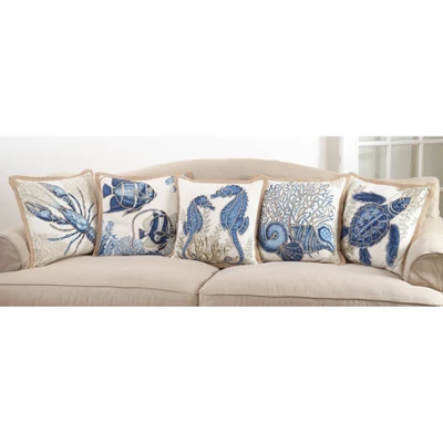 20"x20" Oversize 'I See Sea Turtles' Down Filled Square Throw Pillow Blue - Saro Lifestyle 5 20"x20" Oversize 'I See Sea Turtles' Down Filled Square Throw Pillow Blue - Saro Lifestyle - Image 3