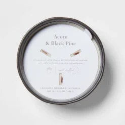 16oz Blackened Bowl Ceramic With Multi Woodwick And Dustcover Acorn + Pine Candle Black - Threshold™ 9 16oz Blackened Bowl Ceramic With Multi Woodwick And Dustcover Acorn + Pine Candle Black - Threshold™ -Home Decor Shop GUEST d44c55bc 8d38 4702 a280 01753303db3d