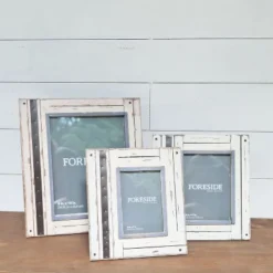 White And Brown Decorative Distressed Wood Picture Frame - Foreside Home & Garden