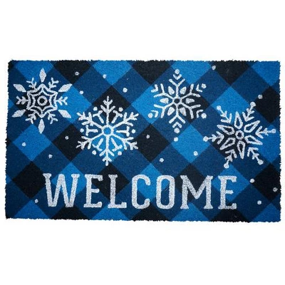 Briarwood Lane Checkered Snowflakes Winter Natural Fiber Coir Doormat Welcome 30" X 18" 4 Briarwood Lane Checkered Snowflakes Winter Natural Fiber Coir Doormat Welcome 30" X 18" - Image 2