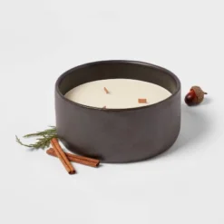 16oz Blackened Bowl Ceramic With Multi Woodwick And Dustcover Acorn + Pine Candle Black - Threshold™ 7 16oz Blackened Bowl Ceramic With Multi Woodwick And Dustcover Acorn + Pine Candle Black - Threshold™ -Home Decor Shop GUEST d91983ad 95db 467c bd22 36bed12b847a