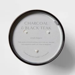 Colored Vase Glass With Dustcover & Black Teak Candle Black - Threshold™ -Home Decor Shop GUEST db5f0a77 3d4b 4811 aeb9 5e16fded9c82