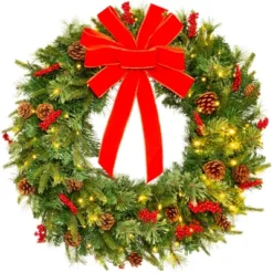 Best Choice Products Pre-Lit Battery Powered Christmas Wreath Decoration W/ PVC Tips, Ribbons -Home Decor Shop GUEST dc512a6e d3f4 4eb1 9c28 186e5f336a0f