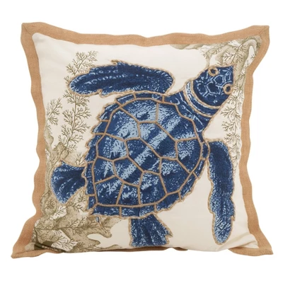 20"x20" Oversize 'I See Sea Turtles' Down Filled Square Throw Pillow Blue - Saro Lifestyle 3 20"x20" Oversize 'I See Sea Turtles' Down Filled Square Throw Pillow Blue - Saro Lifestyle