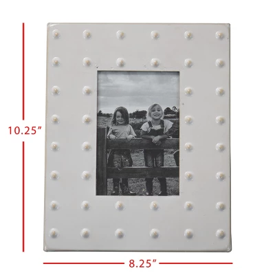 Cream Bubble Pattern 4x6 Inch Enamel Metal Decorative Picture Frame - Foreside Home & Garden 7 Cream Bubble Pattern 4x6 Inch Enamel Metal Decorative Picture Frame - Foreside Home & Garden - Image 5