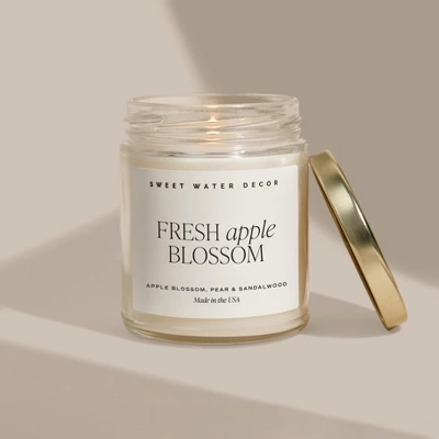 Sweet Water Decor Fresh Apple Blossom 9oz Clear Jar Candle 3 Sweet Water Decor Fresh Apple Blossom 9oz Clear Jar Candle