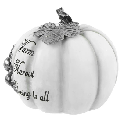 Northlight 8" White And Black "Warm Harvest Blessing" Pumpkin Fall Harvest Decoration 7 Northlight 8" White And Black "Warm Harvest Blessing" Pumpkin Fall Harvest Decoration - Image 5