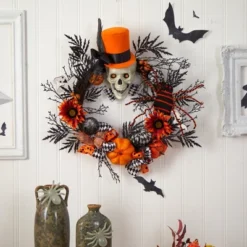 Nearly Natural 30” Spider And Skull With Top Hat Halloween Wreath -Home Decor Shop GUEST ea6ef535 1d22 4d81 b8d8 7ea14dc41e52