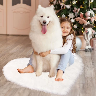 PiccoCasa Heart Shaped Soft Faux Sheepskin Plush Area Living Room Sofa Floor Mats 1 Pc 3 PiccoCasa Heart Shaped Soft Faux Sheepskin Plush Area Living Room Sofa Floor Mats 1 Pc