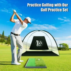 Costway Portable 10' Golf Practice Set Golf Hitting Net Cage W Target Bag Ball Grass Mat -Home Decor Shop GUEST fac30c9d fdec 435f b956 7aa95f969ad8