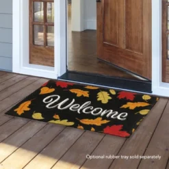 Briarwood Lane Welcome Leaves Fall Coir Doormat Natural Fiber Colorful Autumn 30" X 18"