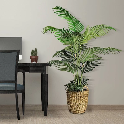 60" X 36" Artificial Areca Palm In Basket With Handles - LCG Florals 6 60" X 36" Artificial Areca Palm In Basket With Handles - LCG Florals - Image 4